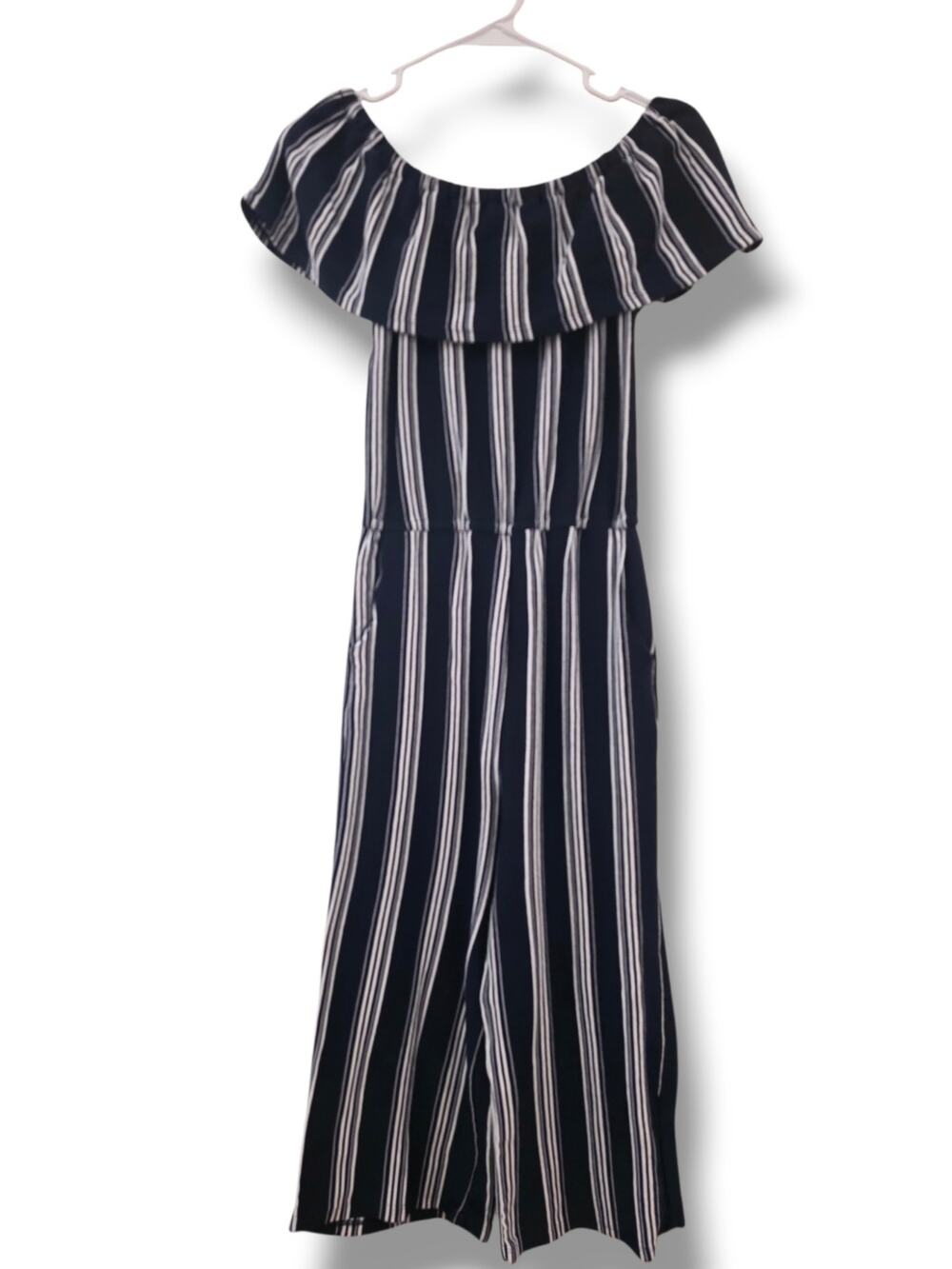 Eyeshadow Girls Size 12 Jumpsuit Flounce Striped Wide Leg Knit Pants Romper